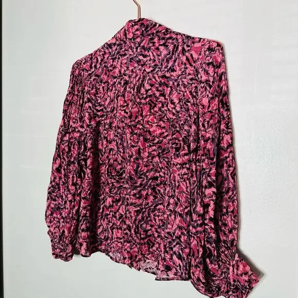 Gilner Farrar Black Hot Pink Button Front Collared Buttons Shirt Size Small - Picture 7 of 9